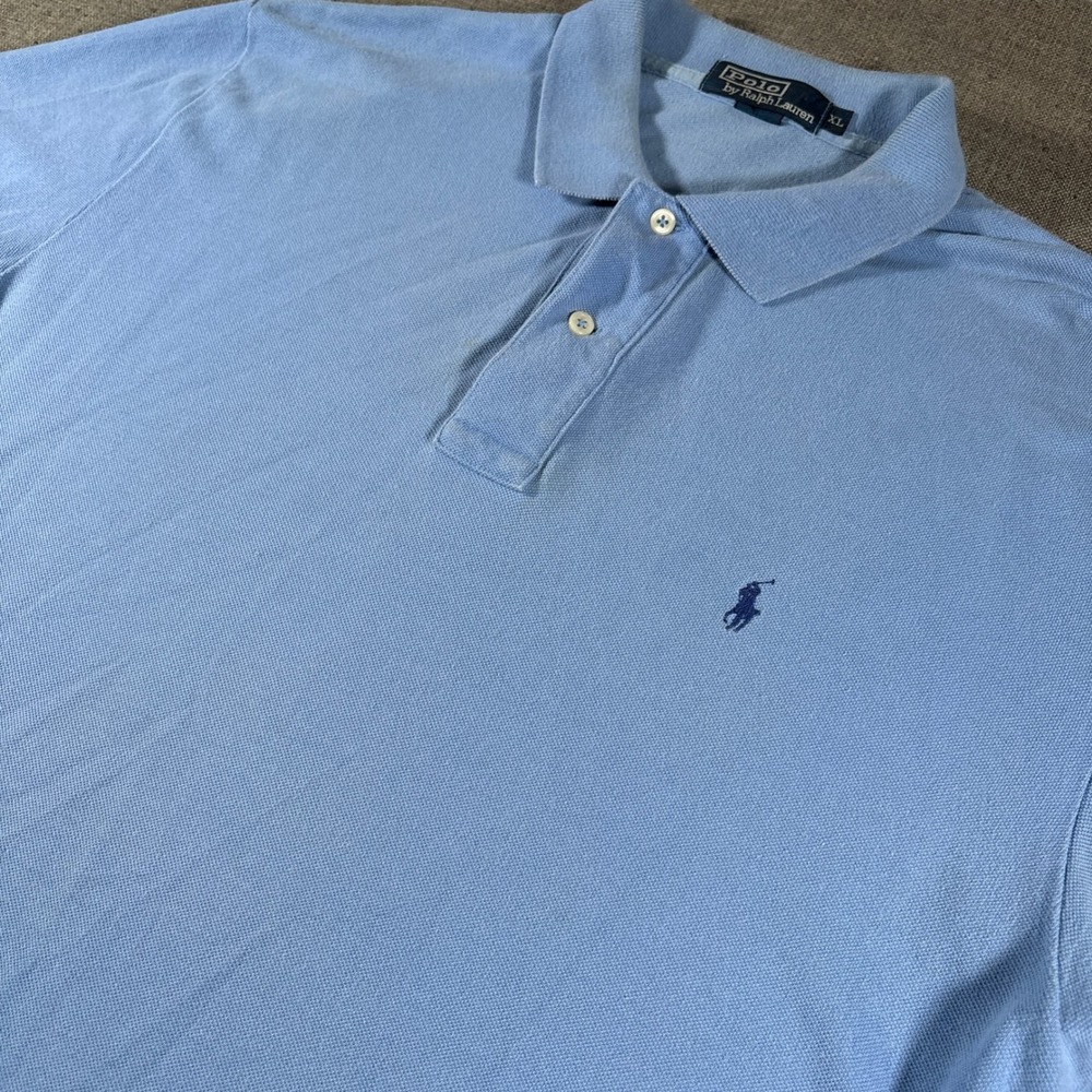 Vintage Polo Ralph Lauren Shirt Mens XL‎ Light Blue Short Sleeve Pique Pony Logo